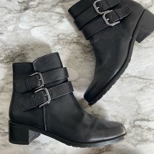 Black Heeled Booties with Buckles
